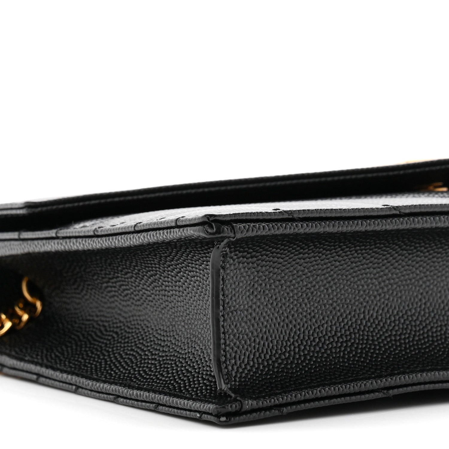 Saint Laurent Grain De Poudre Matelasse Chevron Monogram Envelope Chain Wallet Black 8 of 10
