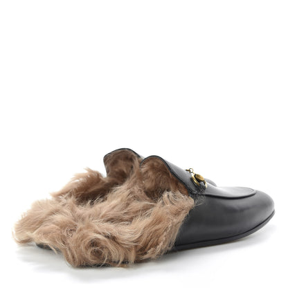 Gucci Calfskin Fur Womens Princetown Slippers 38 Black 4 of 8