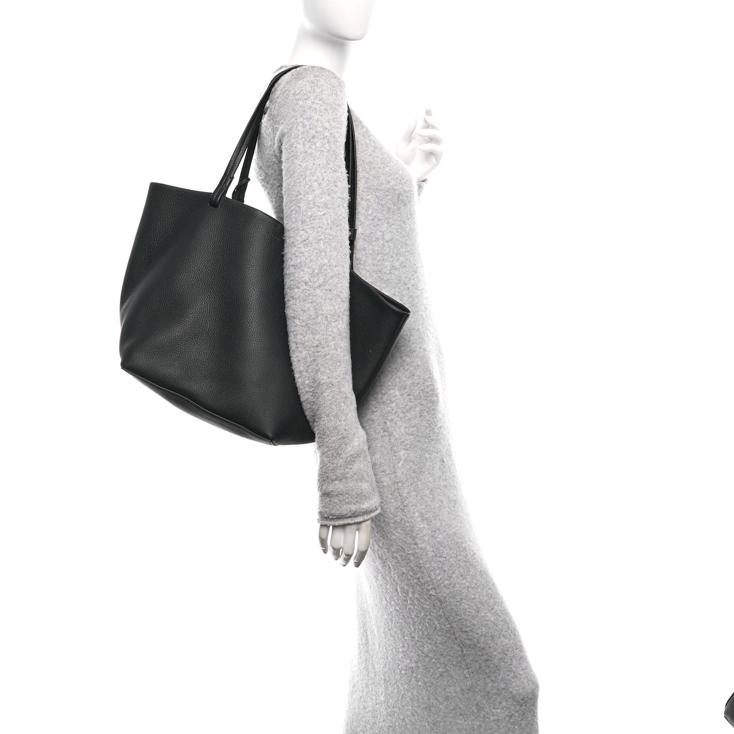 Grained Calfskin Park Tote Three Black