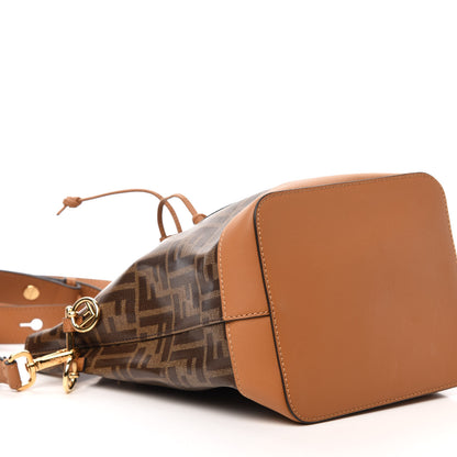 Fendi Glazed Fabric Vitello Grace F is Fendi FF 1974 Stamp Patch Grande Mon Tresor Bucket Bag Mogano Panna Nocciola 6 of 10