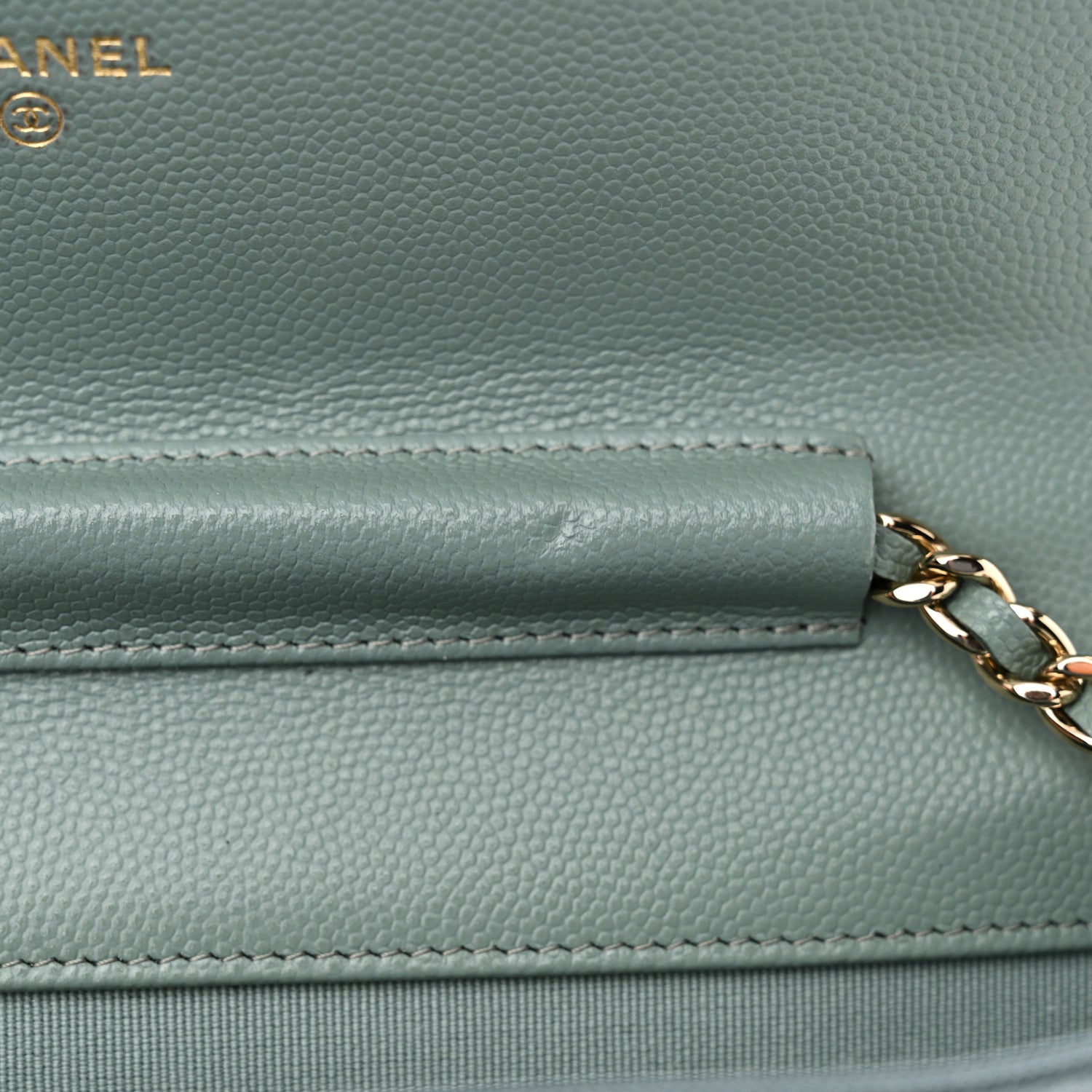 Chanel Caviar Quilted Wallet on Chain WOC Light Blue 12 of 13