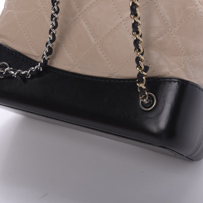 Chanel Aged Calfskin Quilted Small Gabrielle Backpack Beige Black 8 of 12