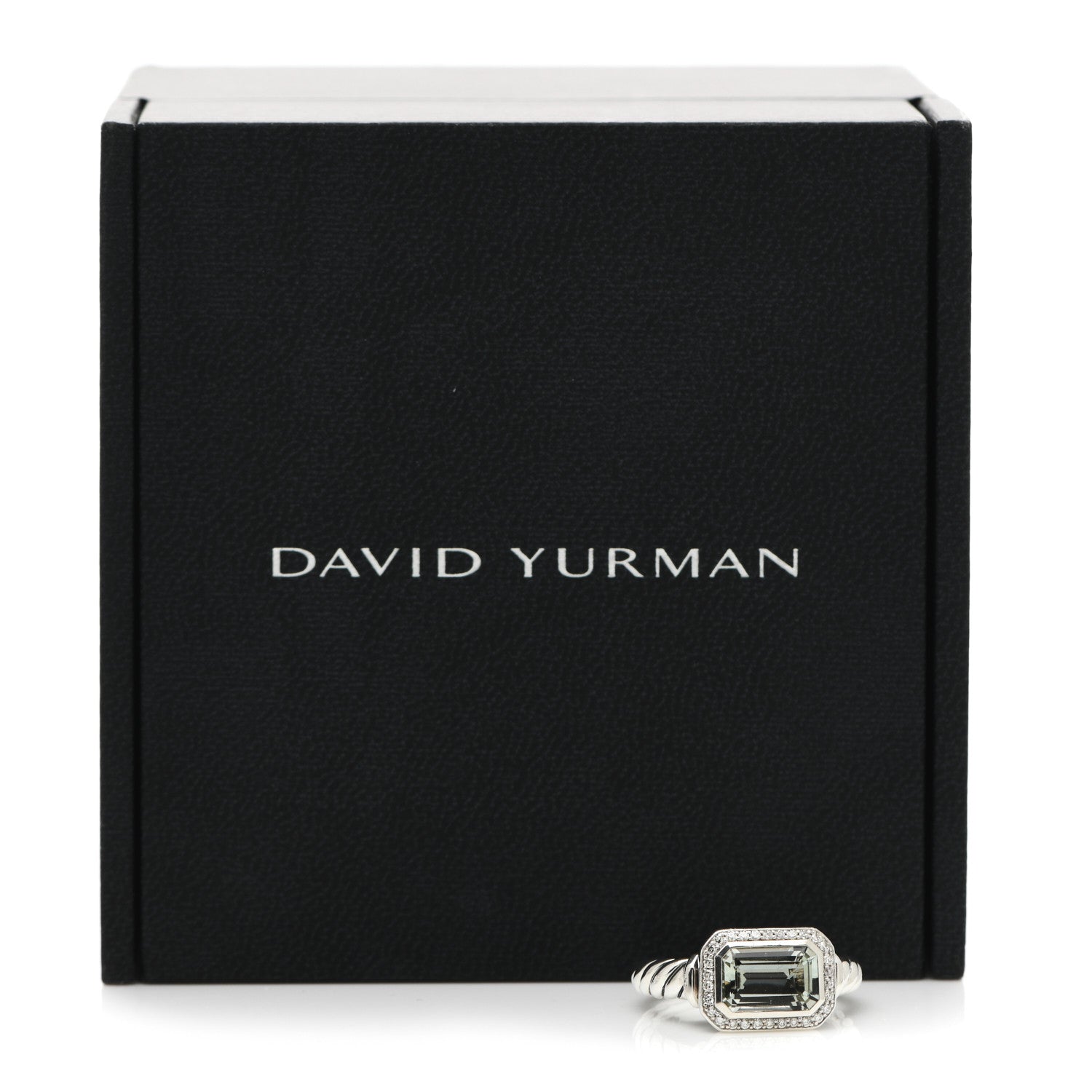 David Yurman Sterling Silver Diamond Prasiolite 8.5mm Novella Ring 52 6 6 of 6