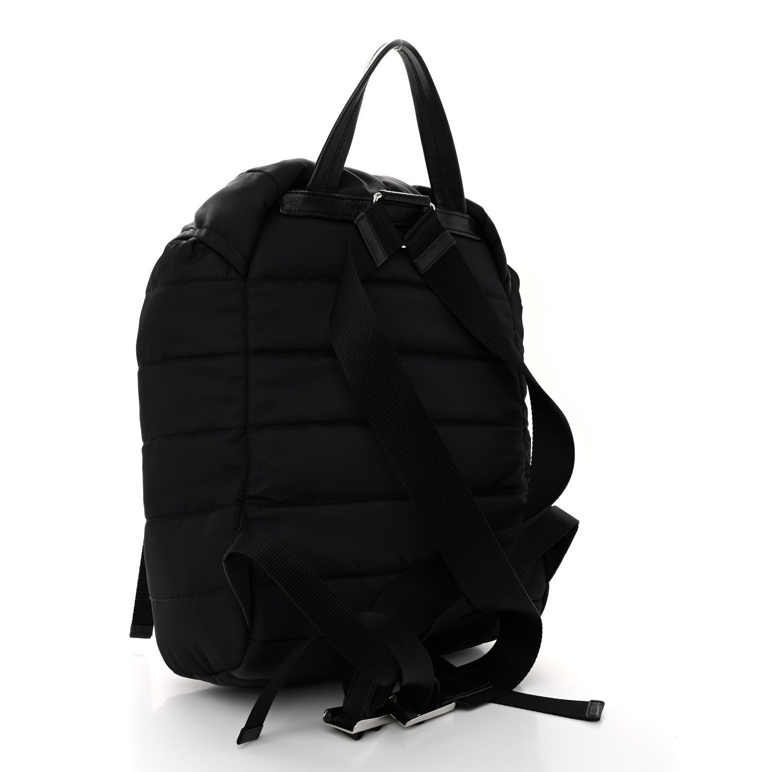 Prada Tessuto Nylon Quilted Double Buckle Backpack Black 4 of 11