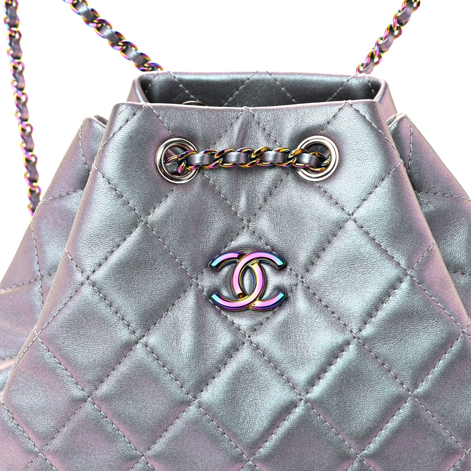Chanel Iridescent Aged Calfskin Quilted Gabrielle Backpack Light Purple 8 of 11