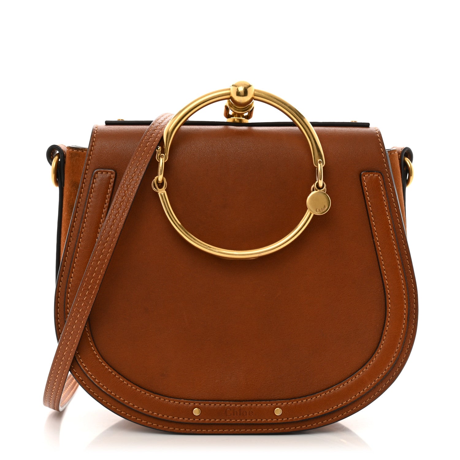 Chloe Calfskin Suede Medium Nile Bracelet Bag Caramel 1 of 15