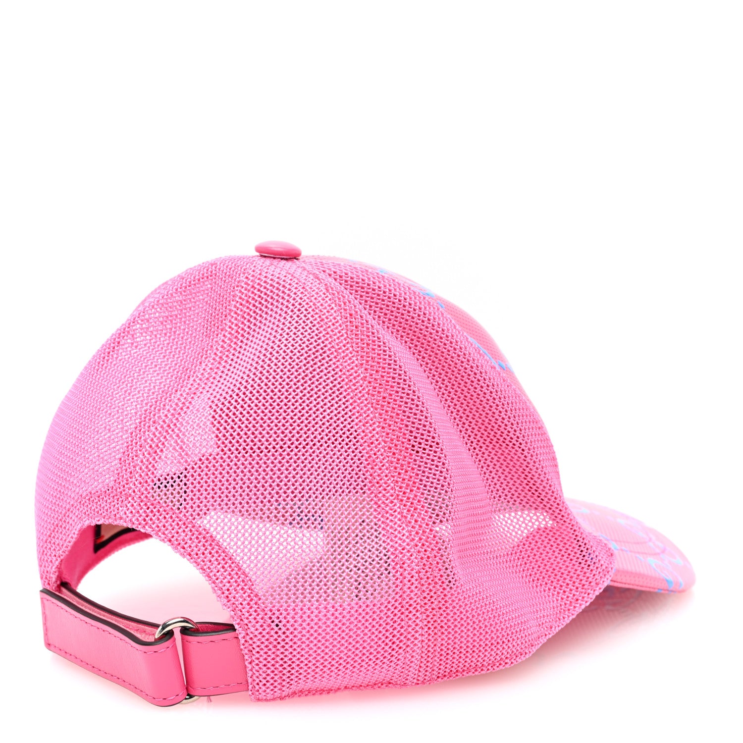 Gucci Calfskin Mesh GG Tennis Embossed Gary Baseball Hat M Modern Fucsia Modern Blue 4 of 8