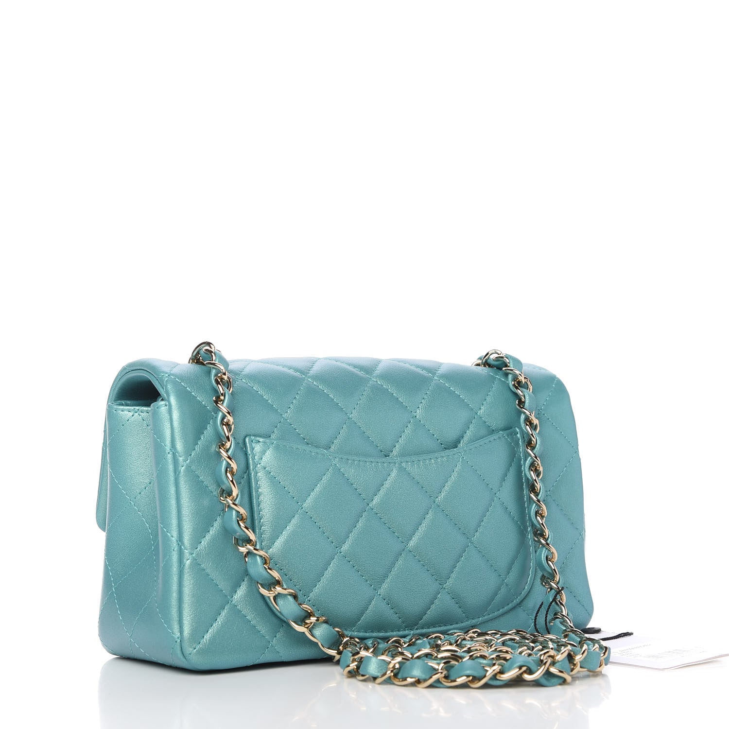 Chanel Iridescent Calfskin Quilted Mini Rectangular Flap Green 3 of 10