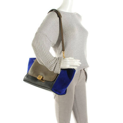 Celine Smooth Calfskin Suede Medium Tri-Color Trapeze Indigo 2 of 7