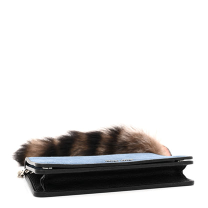 Miu Miu MIU MIU Denim Raccoon Fur Charm Crossbody Blue 5 of 11
