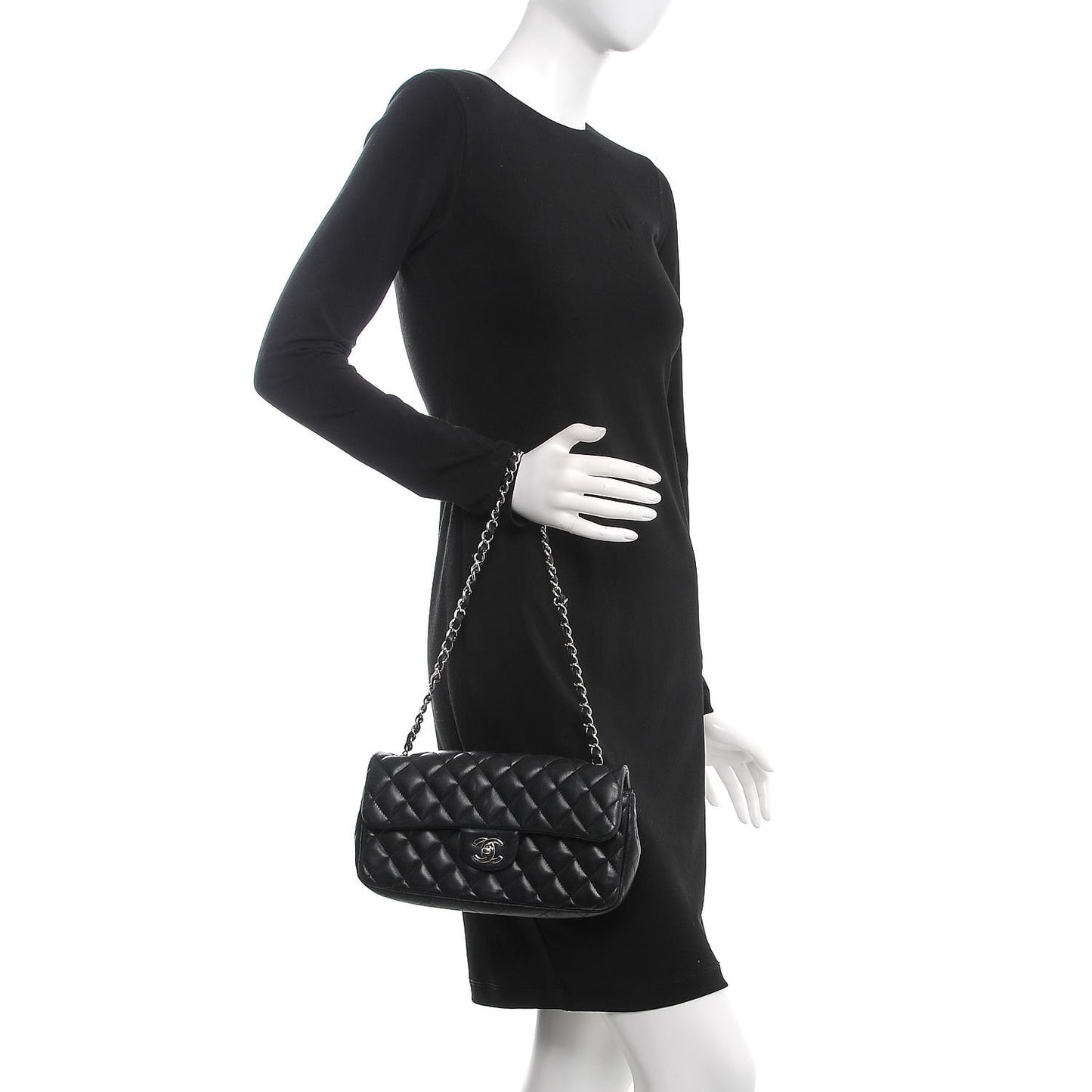 Lambskin Quilted East West Flap Black