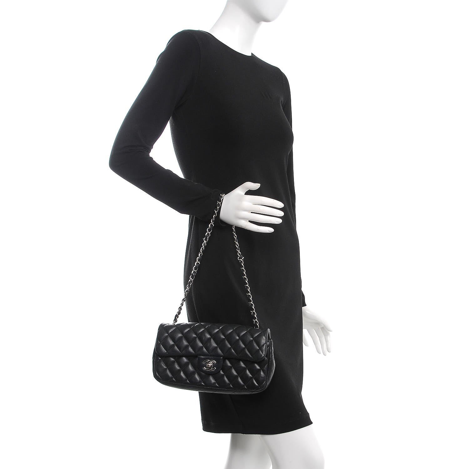 Chanel Lambskin Quilted East West Flap Black 2 of 8
