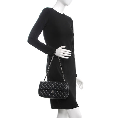 Chanel Lambskin Quilted East West Flap Black 2 of 8