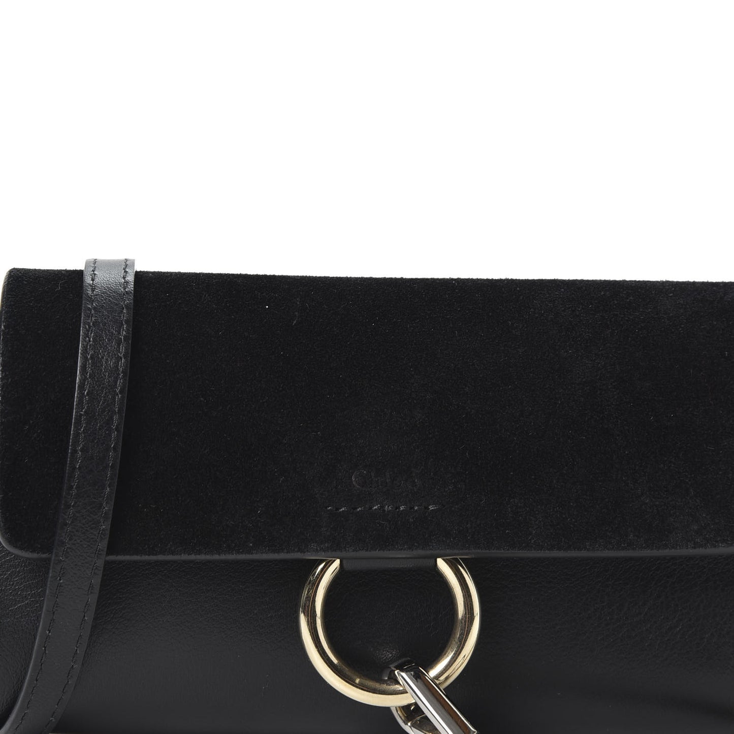 Suede Calfskin Mini Faye Shoulder Bag Black