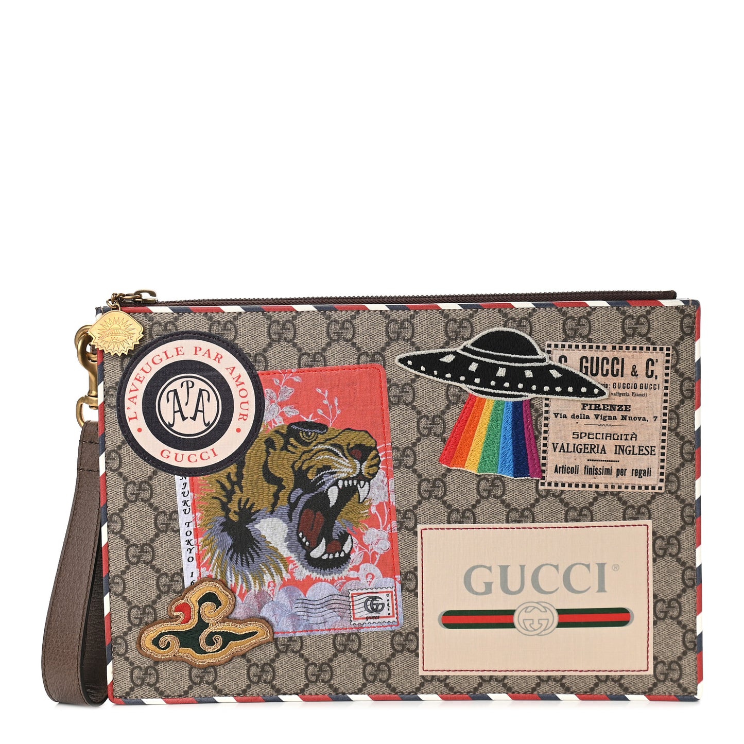 GG Supreme Monogram Courrier Documents Holder Beige New Acero