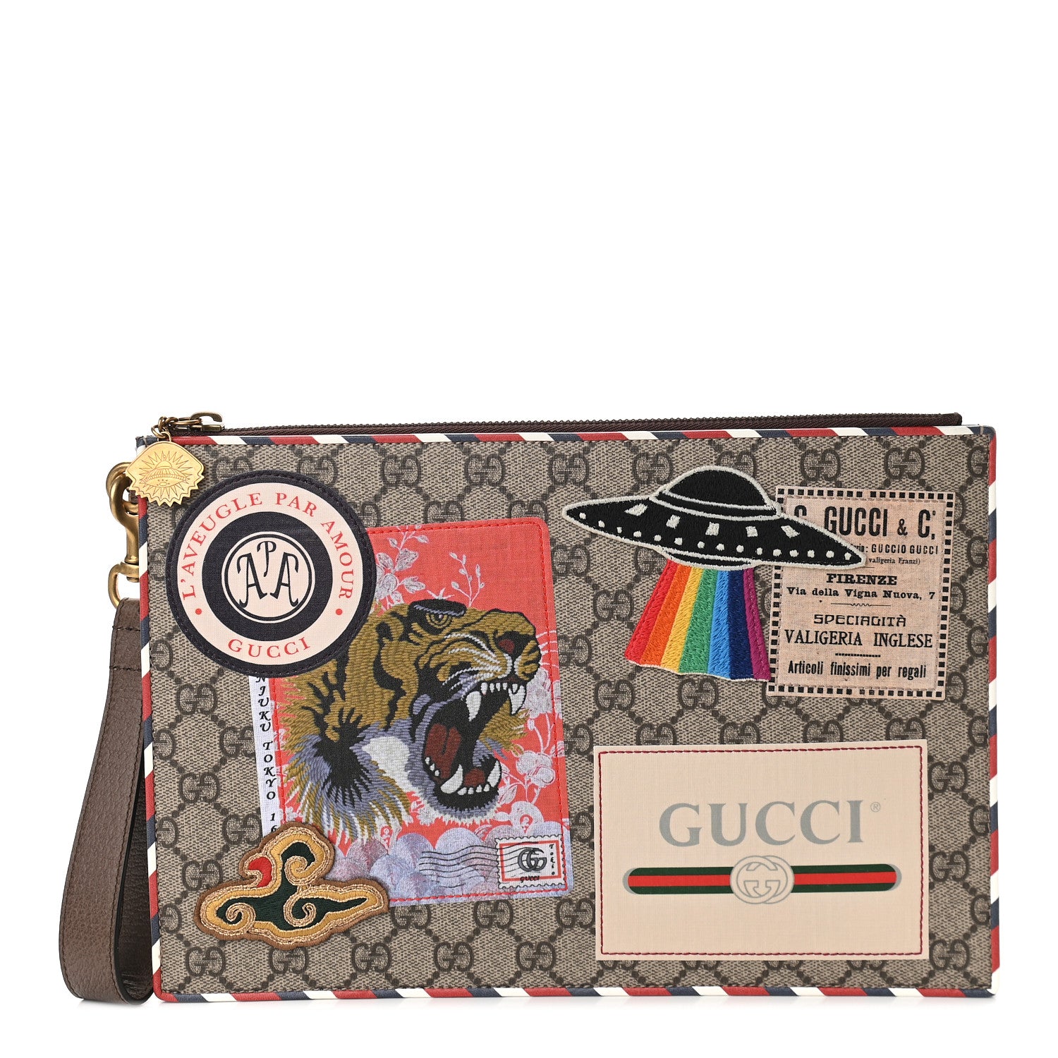 Gucci GG Supreme Monogram Courrier Documents Holder Beige New Acero 1 of 9