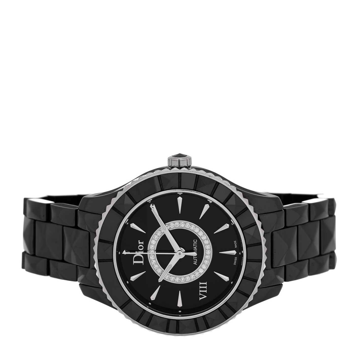 Stainless Steel Ceramic Diamond 38mm Dior VIII Automatic Watch Black