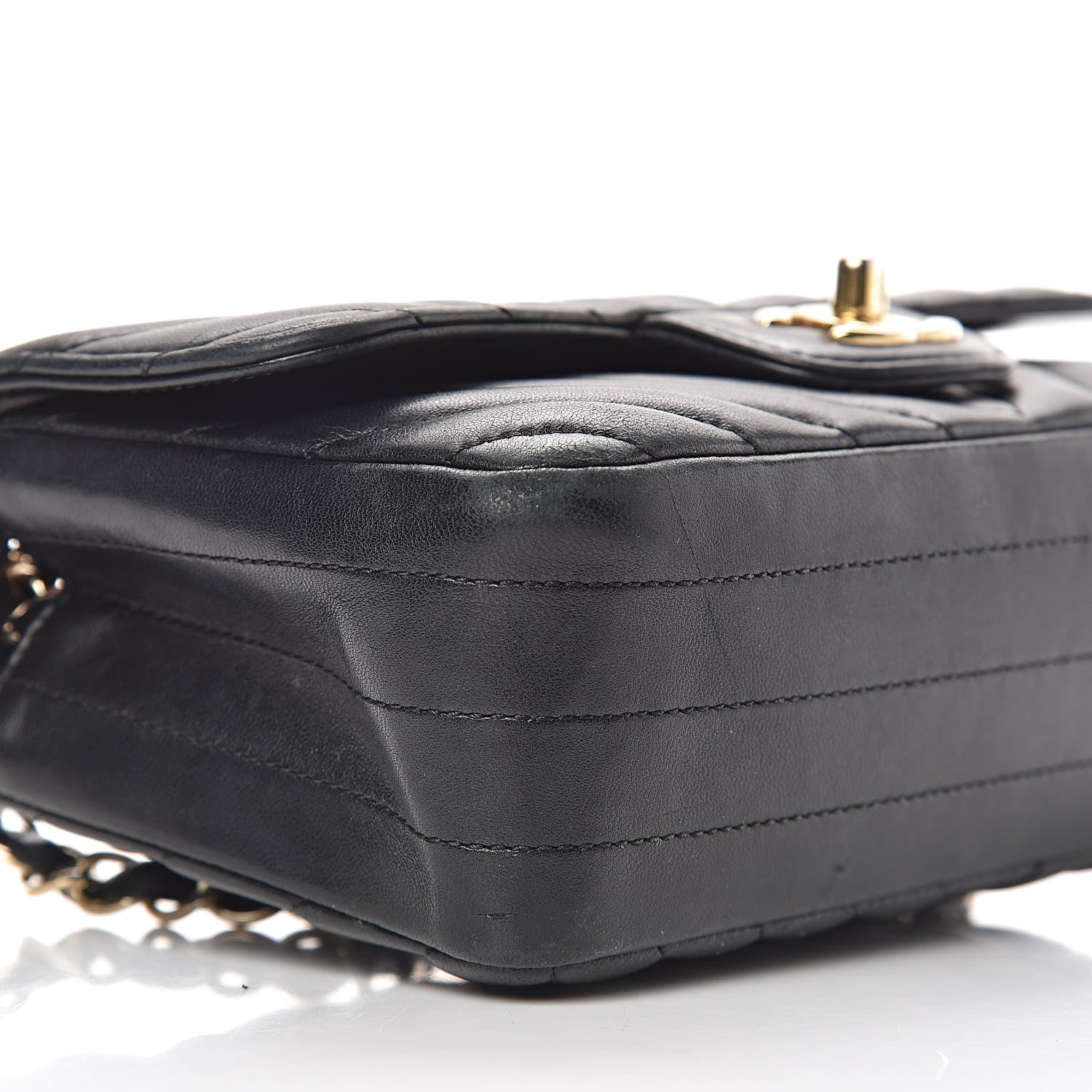 Chanel Lambskin Chevron Quilted Mini Rectangular Flap Black 14 of 15