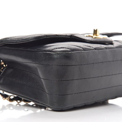 Chanel Lambskin Chevron Quilted Mini Rectangular Flap Black 14 of 15