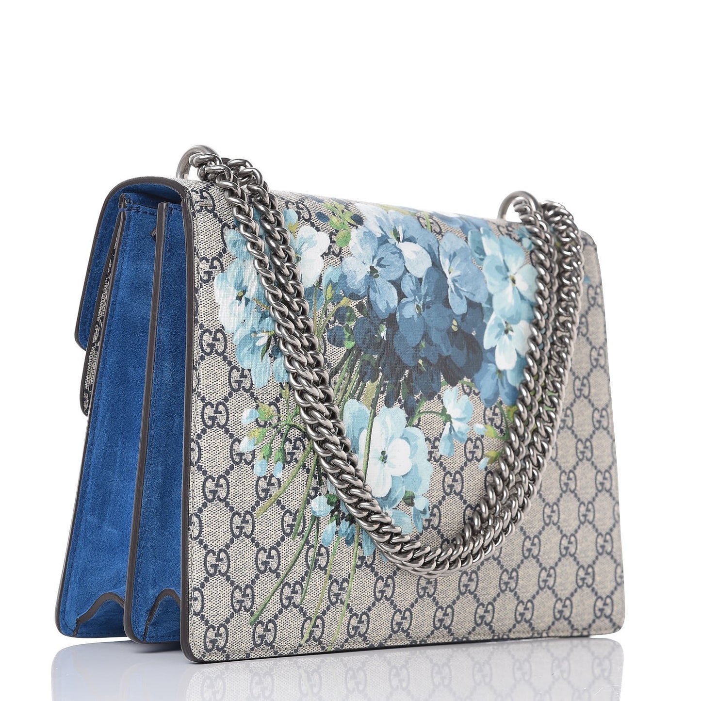 GG Supreme Monogram Blooms Medium Dionysus Shoulder Bag Beige Navy Vintage Blue