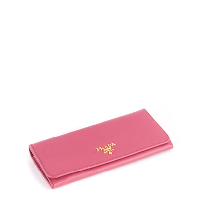 Prada Saffiano Metal Continental Flap Wallet Peonia 4 of 7