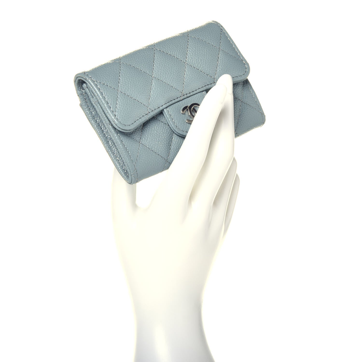 Chanel Caviar Quilted Flap Card Holder Wallet Blue 2 of 7