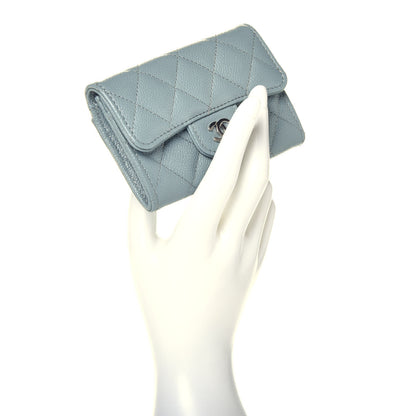 Chanel Caviar Quilted Flap Card Holder Wallet Blue 2 of 7