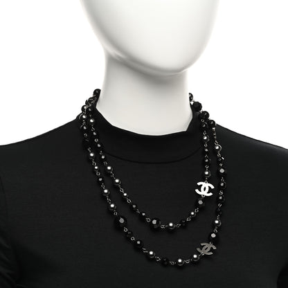 Chanel Ruthenium Pearl Beaded CC Long Necklace Black 2 of 4