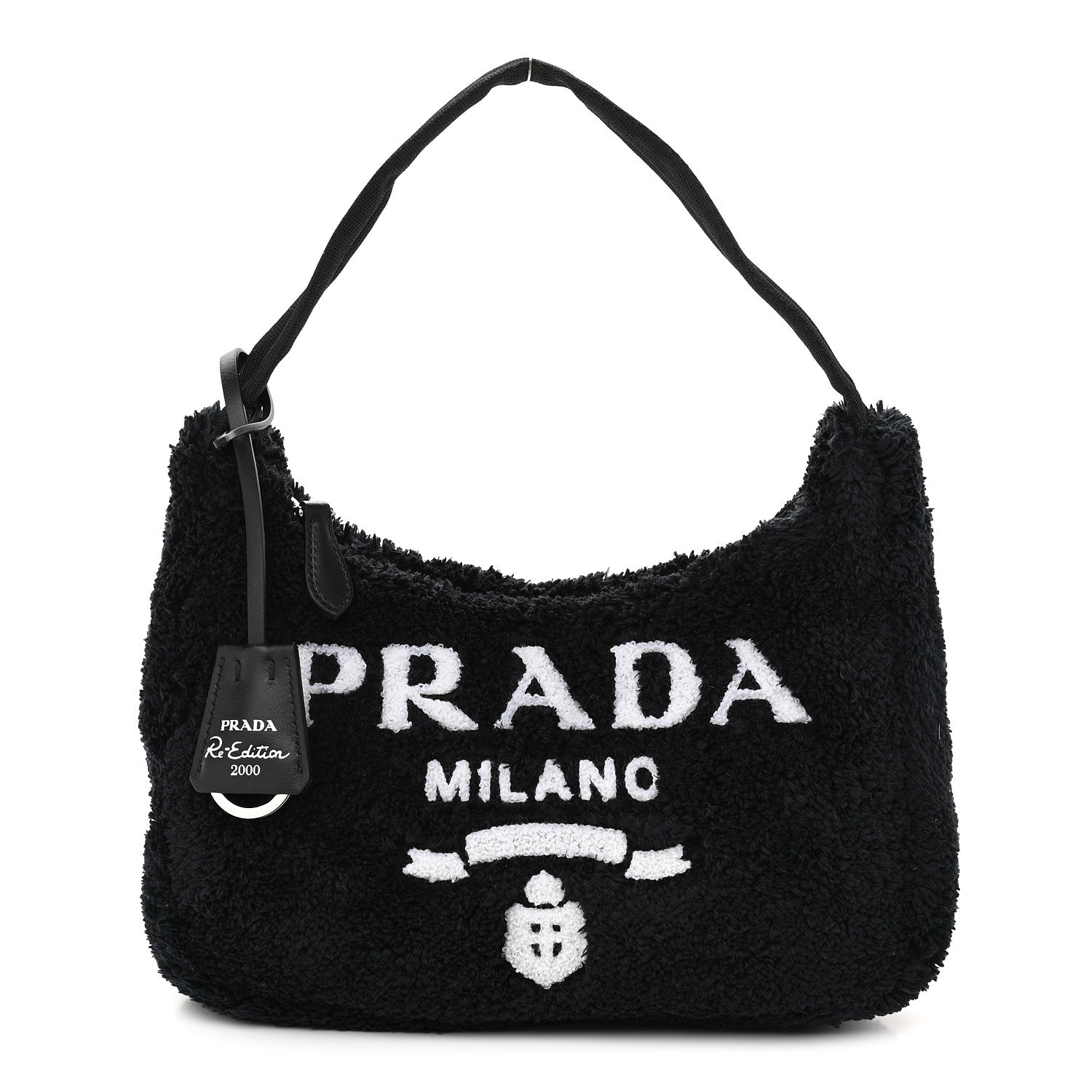 Prada Terry Cloth Mini Re-Edition 2000 Bag Black White 1 of 9