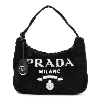 Prada Terry Cloth Mini Re-Edition 2000 Bag Black White 1 of 9