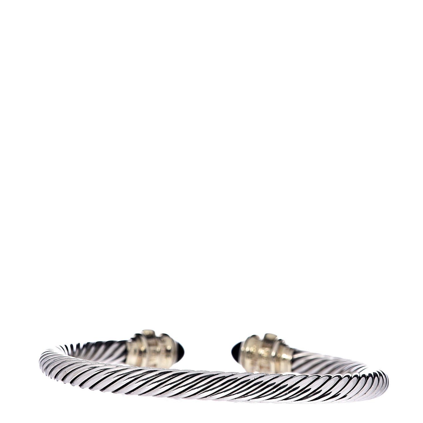 Sterling Silver 14K Yellow Gold Black Onyx Pink Sapphire 5mm Cable Renaissance Bracelet