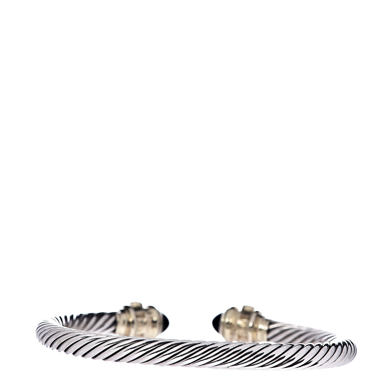 David Yurman Sterling Silver 14K Yellow Gold Black Onyx Pink Sapphire 5mm Cable Renaissance Bracelet 3 of 4