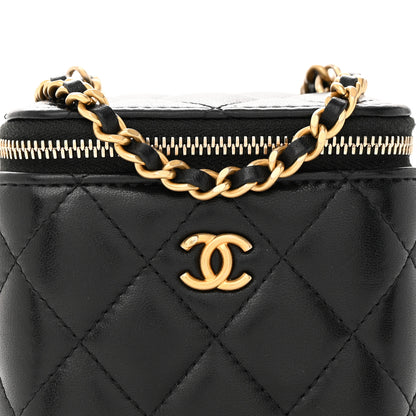 Chanel Lambskin Quilted Mini Pearl Crush Vanity Case With Chain Black 8 of 13