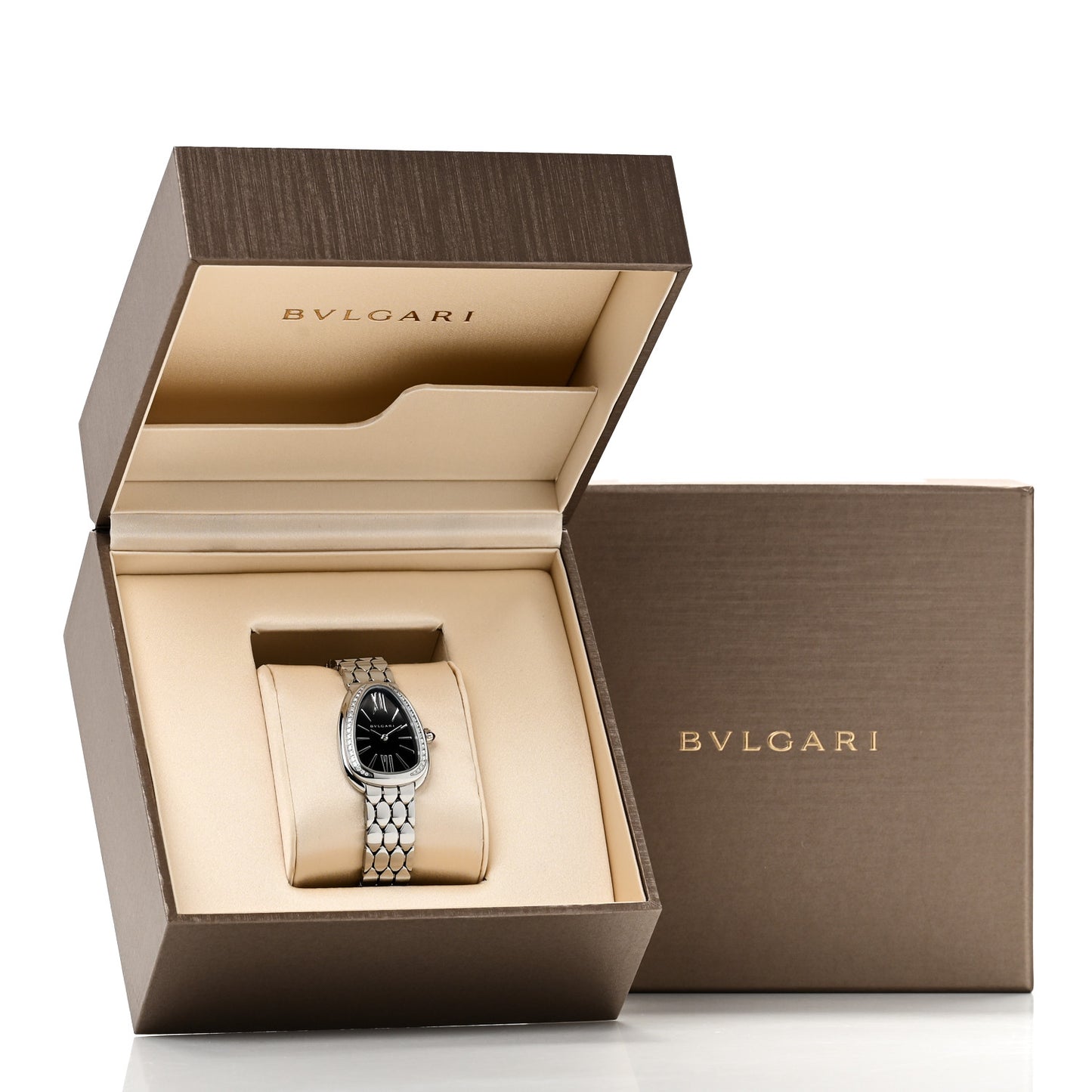 Stainless Steel Diamond Bezel 25mm Serpenti Seduttori Quartz Watch Black