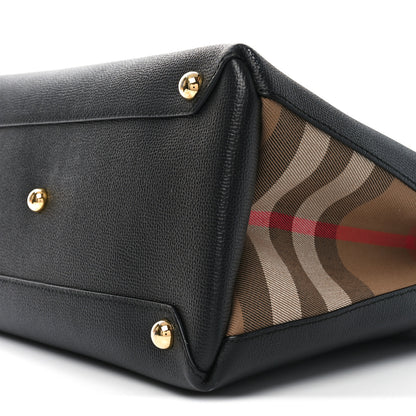 Burberry Grainy Calfskin House Check Medium Banner Tote Black 9 of 9