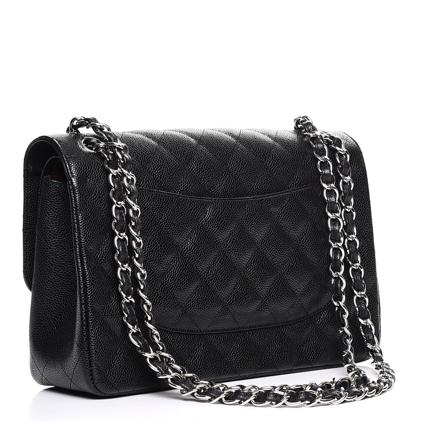 Caviar Quilted Jumbo Double Flap Black