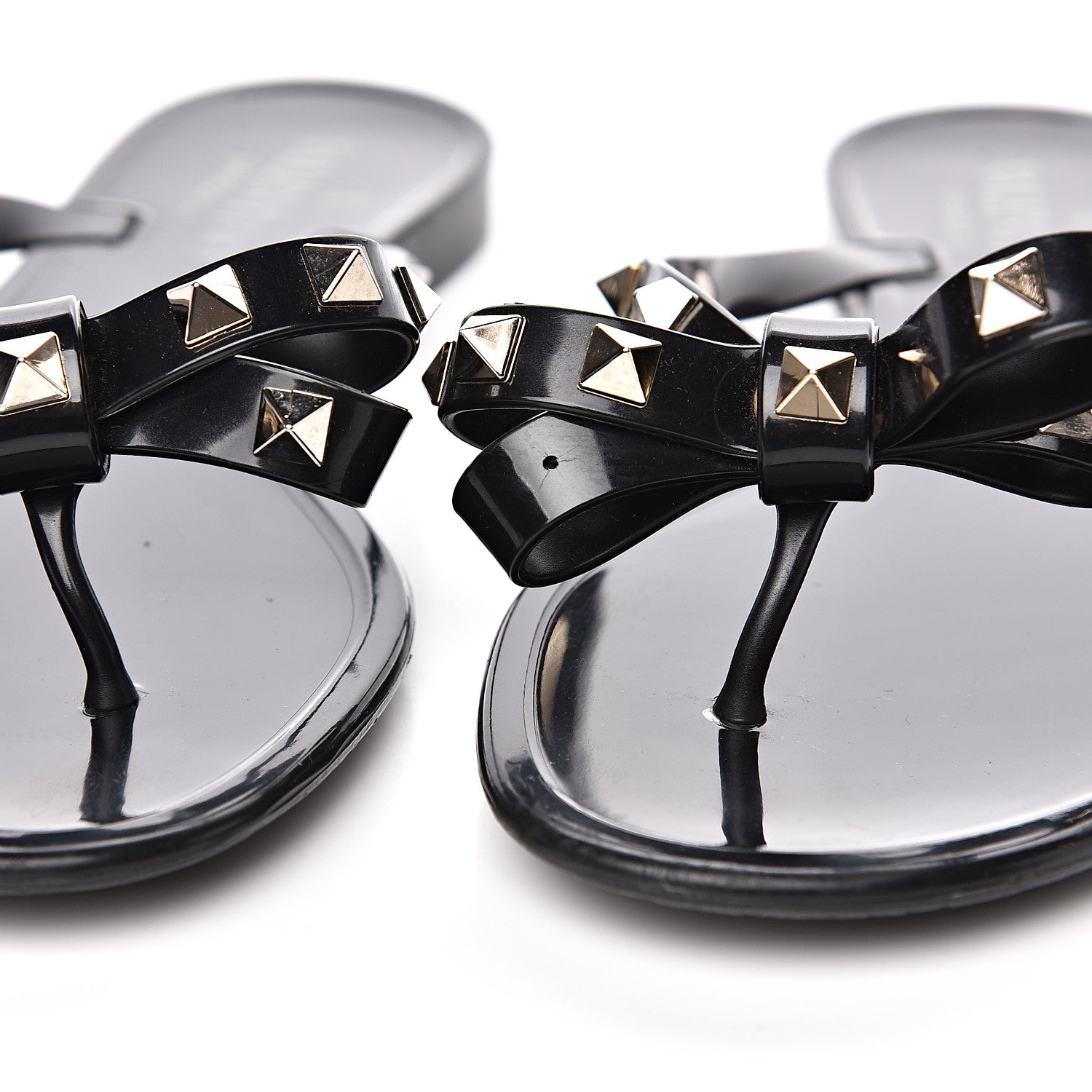 Valentino Garavani PVC Jelly Rockstud Bow Thong Sandals 37 Black 6 of 11