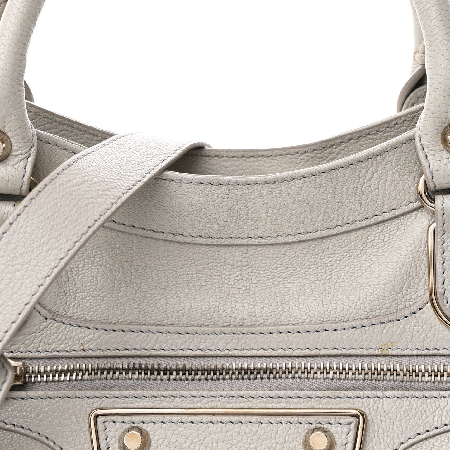 Chevre Silver Metallic Edge Hardware Velo Gris Perle