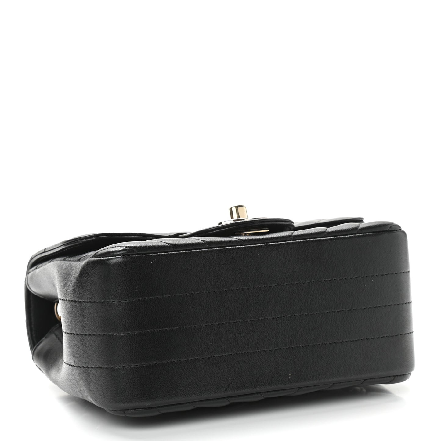 Lambskin Chevron Quilted Mini Square Flap Black