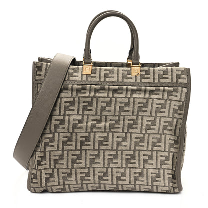 Fendi Chenille Vitello Cher FF Medium Fendi Sunshine Shopper Tote Tortora 1 of 12