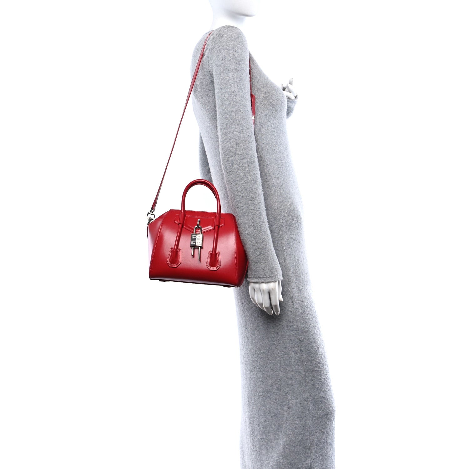 Givenchy Box Calfskin Mini Lock Antigona Shoulder Bag Red 2 of 9
