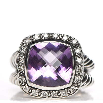 David Yurman Sterling Silver Diamond Amethyst 11mm Albion Ring 54 7 1 of 6
