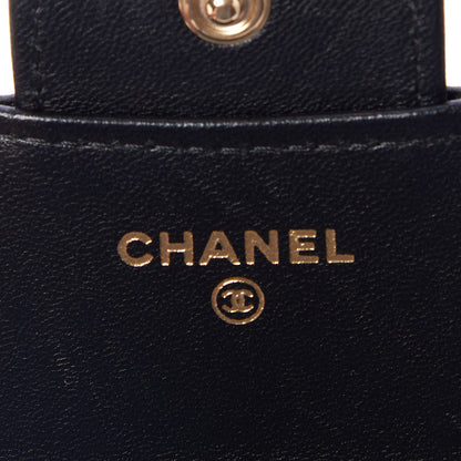 Chanel Lambskin Quilted Top Handle Flap Coin Purse With Chain Black 8 of 9