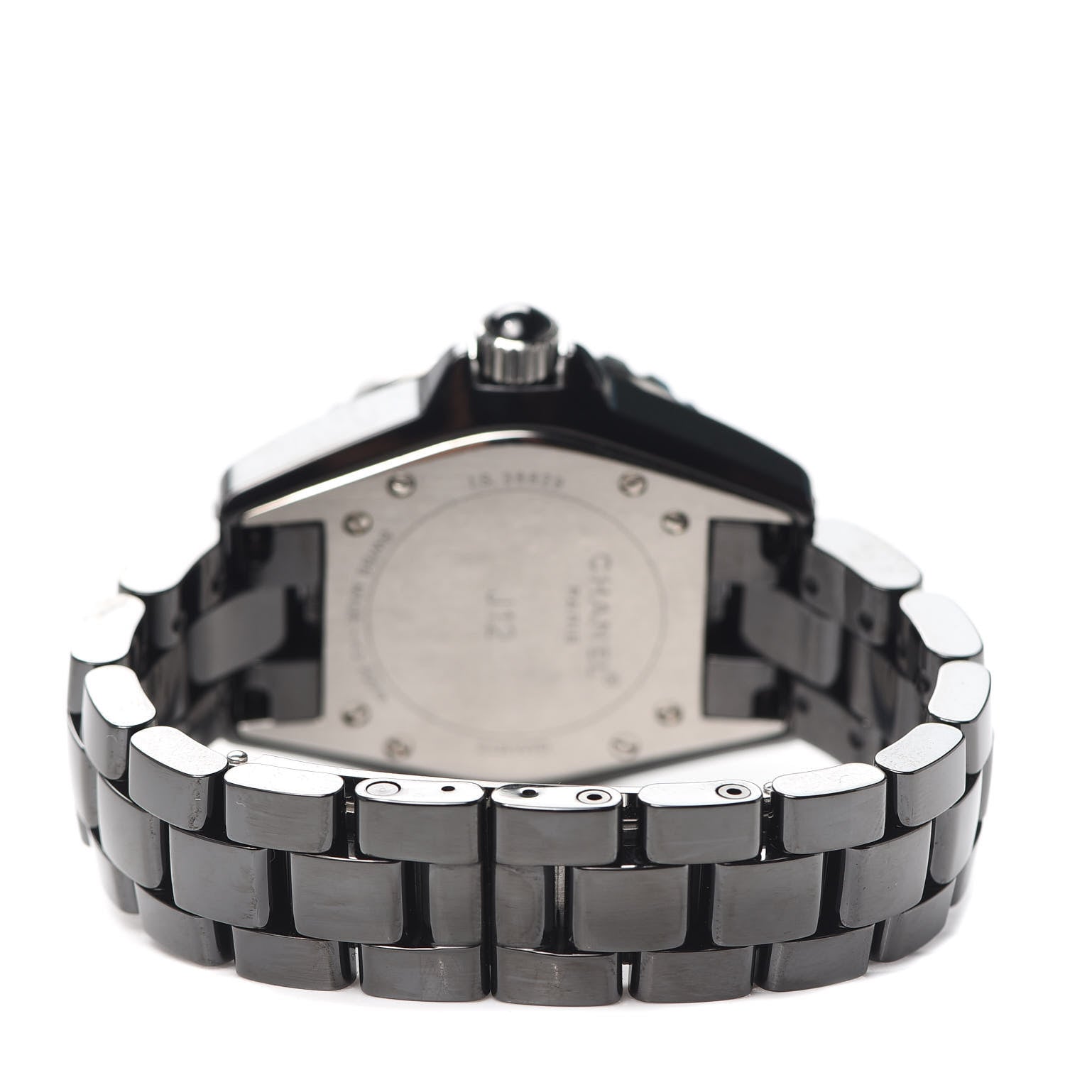 Chanel Stainless Steel Ceramic Diamond Pave Bezel 33mm J12 Quartz Watch Black 3 of 5