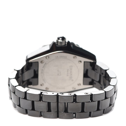 Chanel Stainless Steel Ceramic Diamond Pave Bezel 33mm J12 Quartz Watch Black 3 of 5