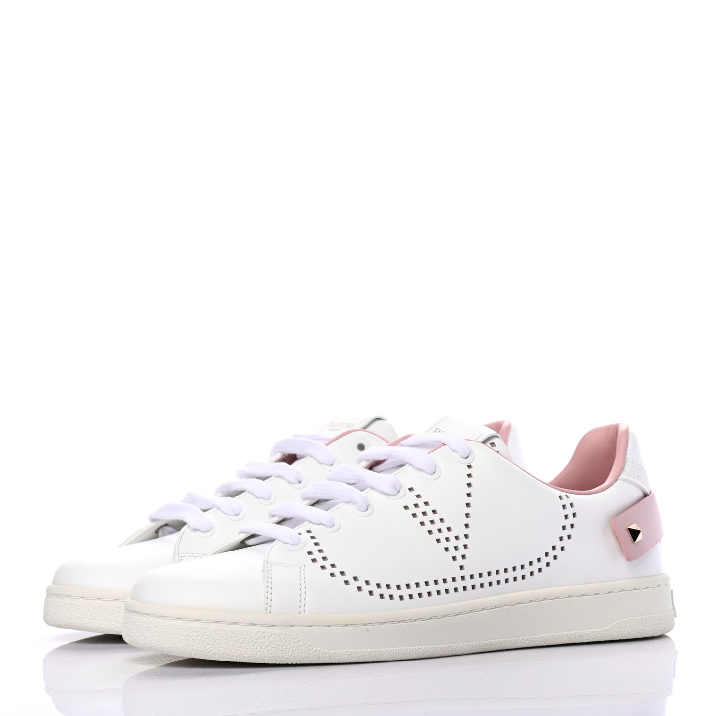 Calfskin Womens Backnet Sneakers 38 White Water Rose
