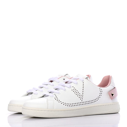 Valentino Garavani Calfskin Womens Backnet Sneakers 38 White Water Rose 3 of 9
