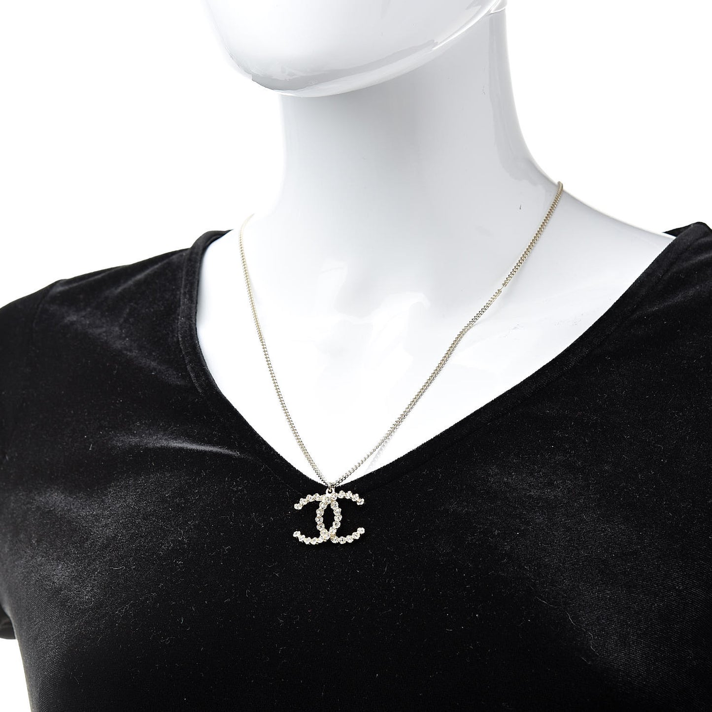 Crystal CC Pendant Necklace Gold