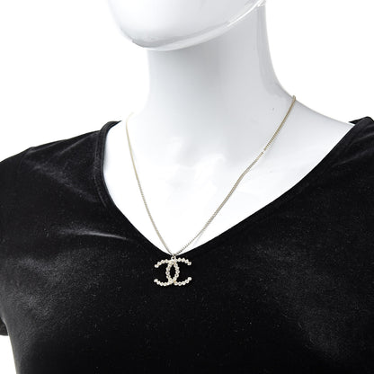 Chanel Crystal CC Pendant Necklace Gold 2 of 6