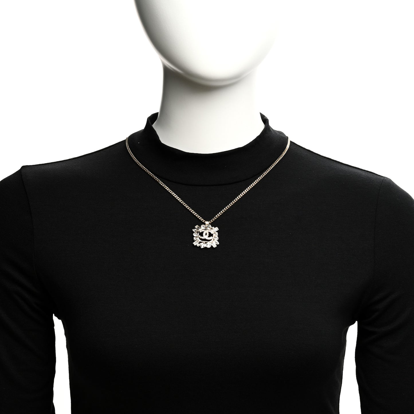 Crystal Baguette CC Necklace Gold